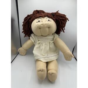 Handmade Vintage Soft Cloth Adoption Doll 21” – Painted Face, Red Yarn Hair